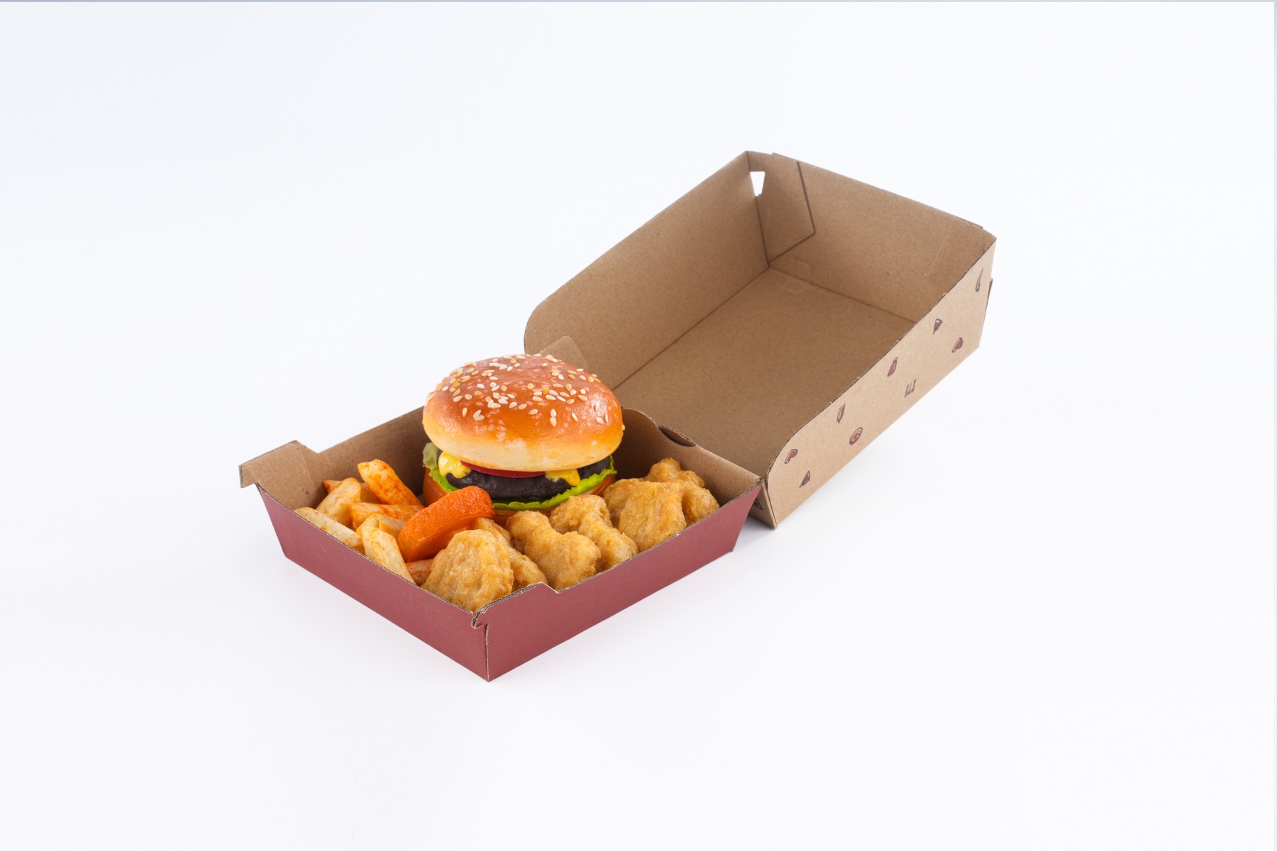 Burger box and fried food packaging