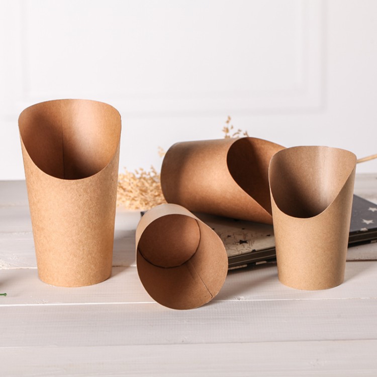 Kraft paper french fries cups and snack cups