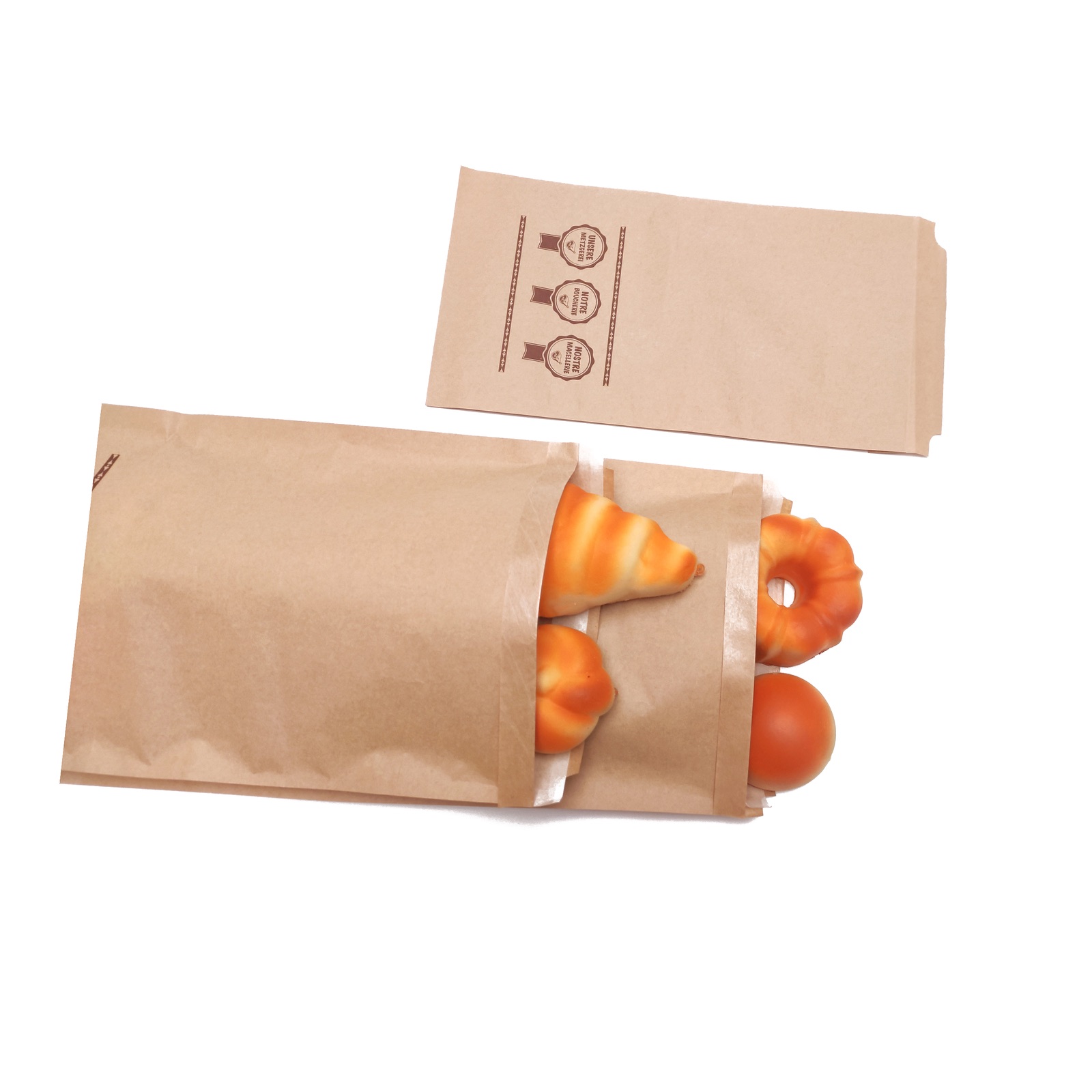Kraft food paper bags for bakery deli and takeaway