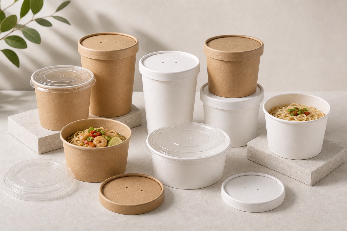 Noodle bowls with kraft packaging