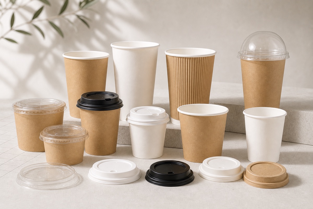 Paper cups, lids, and beverage packaging